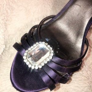 LIKE NEW! Jessica Simpson Purple Satin & Rhinestone Strappy Platform Heel 9.5